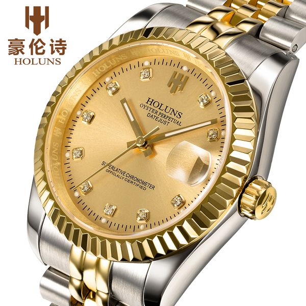 holuns luxury golden men quartz watch stainless steel date waterproof wristwatch male fashion business clock, Slivery;brown
holuns luxury golden men quartz watch stainless steel date waterproof wristwatch male fashion business clock, Slivery;brown