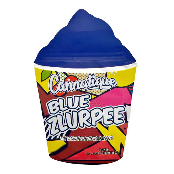 cannatique blue zlurpee shape mylar bag aluminum foil heat seal smell proof die cut dry food packaging bags
cannatique blue zlurpee shape mylar bag aluminum foil heat seal smell proof die cut dry food packaging bags