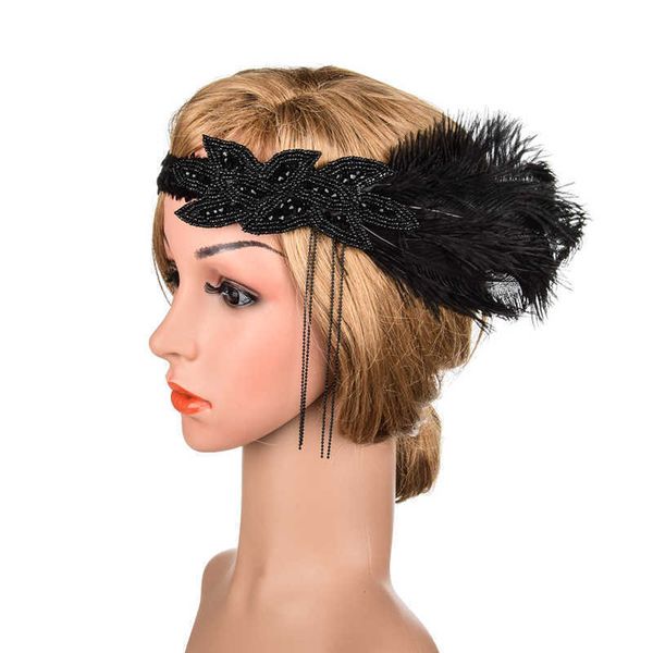 black feather beaded & peal sequin flapper headband with beaded tassel 1920s indian elastic hair bands retro style headwear for girls, Silver
black feather beaded & peal sequin flapper headband with beaded tassel 1920s indian elastic hair bands retro style headwear for girls, Silver