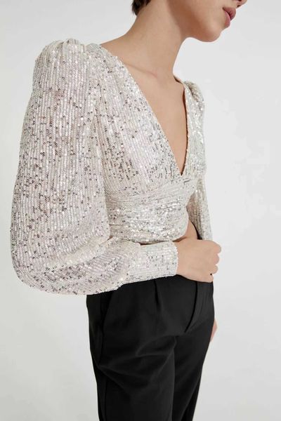 women's t-shirt fashion womens crop sequin blouse long sleeve v neck shirt short tees for attending events skin-friendly and comfortab, White
women's t-shirt fashion womens crop sequin blouse long sleeve v neck shirt short tees for attending events skin-friendly and comfortab, White