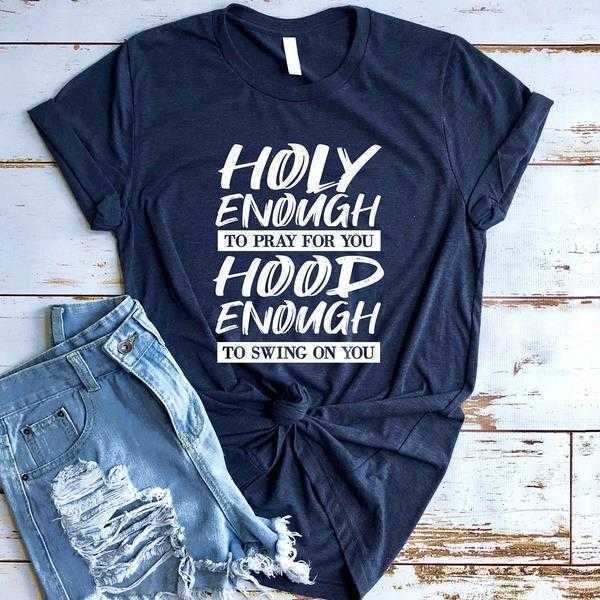 holy enough to pray tee for you hood swing on short sleeve personality pattern, White
holy enough to pray tee for you hood swing on short sleeve personality pattern, White