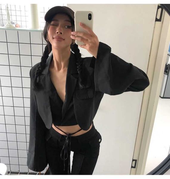women's suits blazers women fashion bandage blazer 2022 double layer long sleeve pocket short jacket ladies 5 color solid outwear t2210, White;black
women's suits blazers women fashion bandage blazer 2022 double layer long sleeve pocket short jacket ladies 5 color solid outwear t2210, White;black