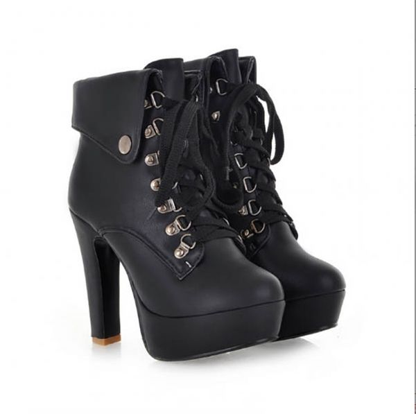 high heel ankle boots dress shoes generation of europe the united states spring autumn new fold lacing martens, Black
high heel ankle boots dress shoes generation of europe the united states spring autumn new fold lacing martens, Black