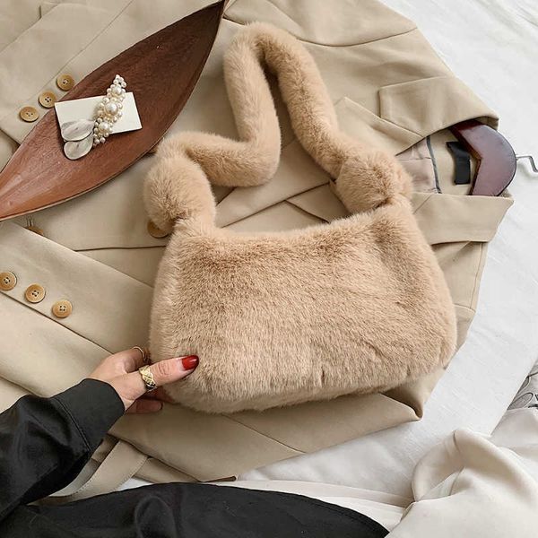 bag women plush soft handbag fashion solid color shoulder underarm autumn winter comfortable fluffy female tote y2211
bag women plush soft handbag fashion solid color shoulder underarm autumn winter comfortable fluffy female tote y2211