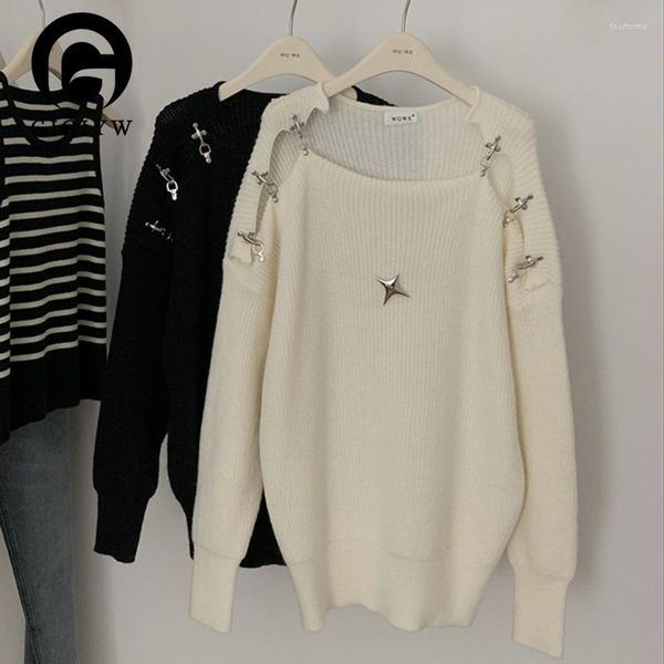 women's sweaters button girl off shoulder sweater design sense cut out atmosphere knitted 2022 women autumn in, White;black
women's sweaters button girl off shoulder sweater design sense cut out atmosphere knitted 2022 women autumn in, White;black