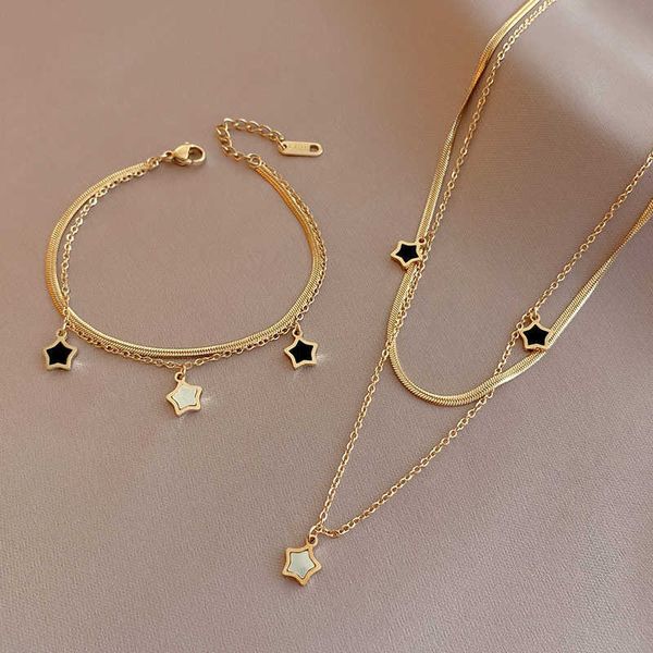 jozy 316l stainless steel multilayer chain star charm necklace bracelet for women new trend jewelry set girls gifts party ladies, Golden;silver
jozy 316l stainless steel multilayer chain star charm necklace bracelet for women new trend jewelry set girls gifts party ladies, Golden;silver