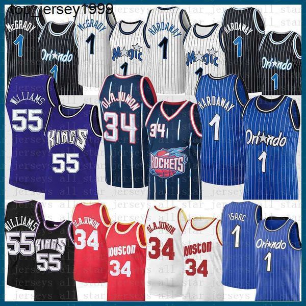 55 34 penny hardaway tracy mcgrady jonathan isaac basketball jerseys sacramentos king houstons rocket orlandos magics 1 jason williams, Black;red