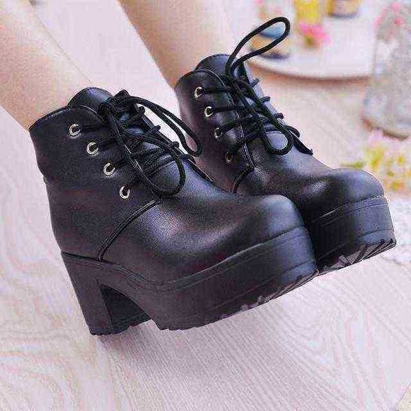women boots new 41 large ankle short thick heel martin muffin lace soled women's high single 07091011, Black
women boots new 41 large ankle short thick heel martin muffin lace soled women's high single 07091011, Black