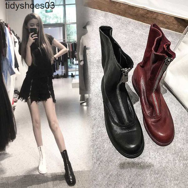 designer made of guidi flute leather the former zipper martin boots for women are english style versatile thick heel reverse boots for women, Black
designer made of guidi flute leather the former zipper martin boots for women are english style versatile thick heel reverse boots for women, Black