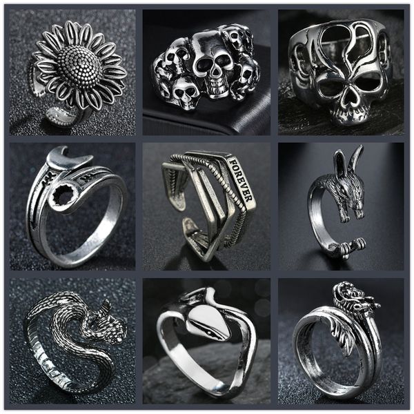 band rings vintage punk metal snake rabbit flower wrench skl carved gothic ring cool men 39s rock party biker jewelry drop delivery 2 smtgj, Silver
band rings vintage punk metal snake rabbit flower wrench skl carved gothic ring cool men 39s rock party biker jewelry drop delivery 2 smtgj, Silver