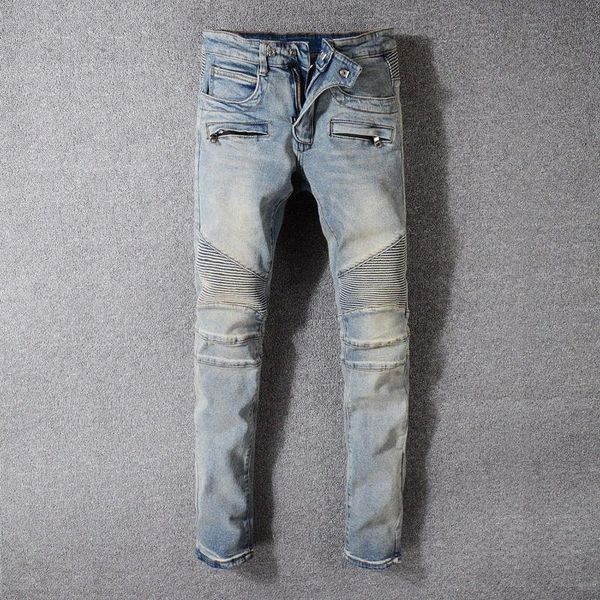 fashion streetwear men jeans slim fit spliced designer retro wash hip hop jeans men denim cargo pants motor biker e4wm#, Blue
fashion streetwear men jeans slim fit spliced designer retro wash hip hop jeans men denim cargo pants motor biker e4wm#, Blue