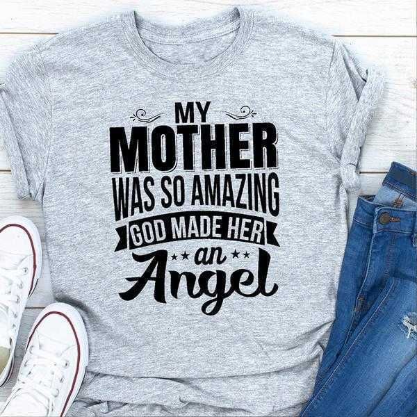 women cool tee shirt angel t-shirts "god made her an angel" saying short sleeve, White
women cool tee shirt angel t-shirts "god made her an angel" saying short sleeve, White