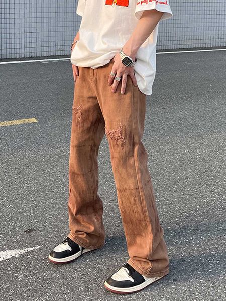 men's jeans men's pants summer retro brown loose straight leg ripped pantn homme streetwear casual high waist distressed baggy fit, Blue
men's jeans men's pants summer retro brown loose straight leg ripped pantn homme streetwear casual high waist distressed baggy fit, Blue