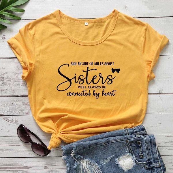 side by or miles apart t shirt sisters will always connected heart family mother, White
side by or miles apart t shirt sisters will always connected heart family mother, White