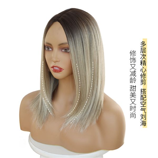 europe and united states women's wig straight bangs in the clavicle hair long straight hair full head set, Black
europe and united states women's wig straight bangs in the clavicle hair long straight hair full head set, Black