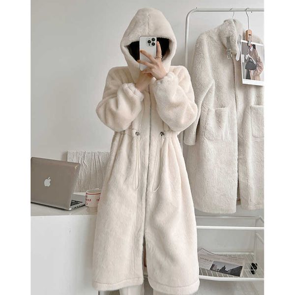 women's fur faux winter women integrated eco friendly mink velvet long baggy thick warm hooded plush coats overcoat t221102, Black
women's fur faux winter women integrated eco friendly mink velvet long baggy thick warm hooded plush coats overcoat t221102, Black