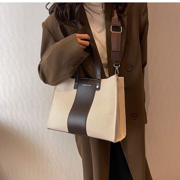 luxury design bags for women canvas high tote fashion splicing shoulder female bag women's handbags
luxury design bags for women canvas high tote fashion splicing shoulder female bag women's handbags