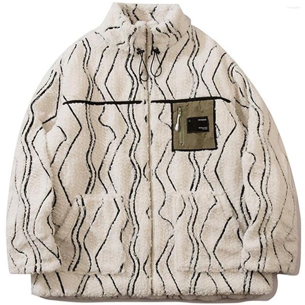 men's jackets harajuku line splicing zipper lambswool jacket men winter sherpa fleece cotton padded coat streetwear outwear, Black;brown
men's jackets harajuku line splicing zipper lambswool jacket men winter sherpa fleece cotton padded coat streetwear outwear, Black;brown