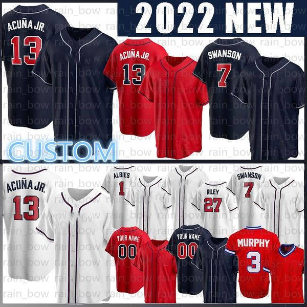 college wear baseball jersey 13 ronald acuna jr. 7 dansby swanson matt olson ozzie albies austin riley travis d'arnaud dale murphy orla, Black
college wear baseball jersey 13 ronald acuna jr. 7 dansby swanson matt olson ozzie albies austin riley travis d'arnaud dale murphy orla, Black