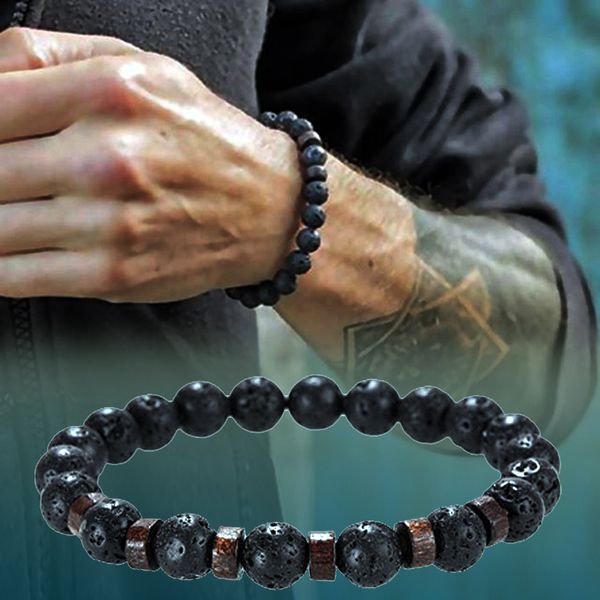21cm trendy lava wooden strand bracelets men 8mm volcanic stone beaded bracelet tibetan buddha wrist chain women jewelry gift bracelets, Black
21cm trendy lava wooden strand bracelets men 8mm volcanic stone beaded bracelet tibetan buddha wrist chain women jewelry gift bracelets, Black