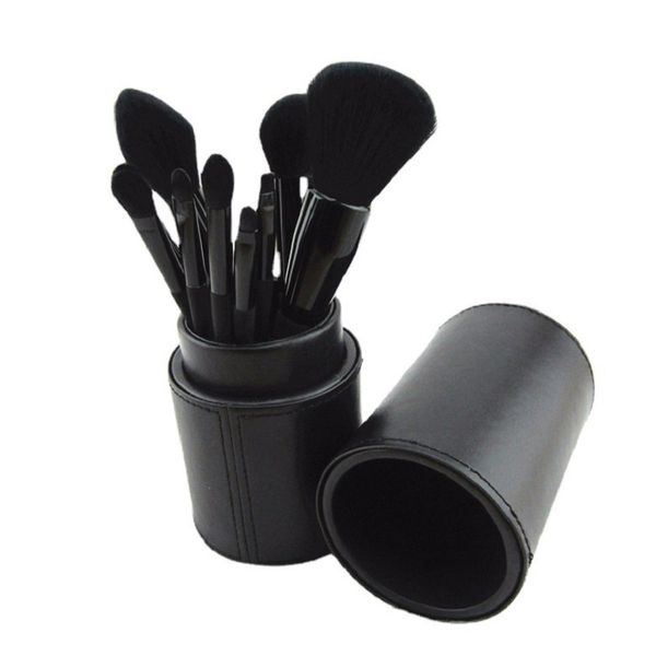 9pcs unique design make up brush tool set with pu bucket packaging