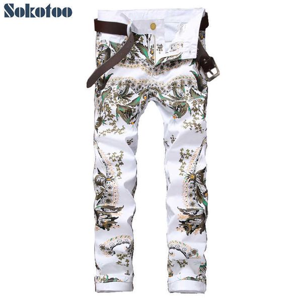 men's jeans sokotoo men's fashion flower colored 3d printed jeans white slim skinny stretch denim pants t221102, Blue
men's jeans sokotoo men's fashion flower colored 3d printed jeans white slim skinny stretch denim pants t221102, Blue