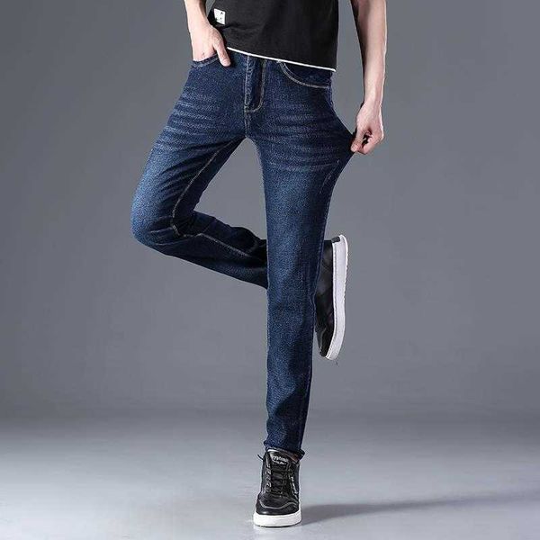 high-end four season jeans for men's version slim fitting leg pants for elastic light business, Blue
high-end four season jeans for men's version slim fitting leg pants for elastic light business, Blue
