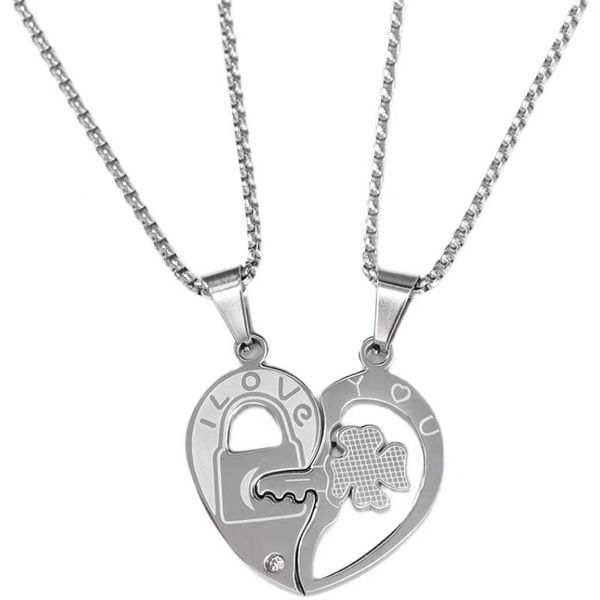 european and american fashion heart pendant necklaces personality couple key lock letter necklace stainless steel jewelry gift ab1035, Silver
european and american fashion heart pendant necklaces personality couple key lock letter necklace stainless steel jewelry gift ab1035, Silver