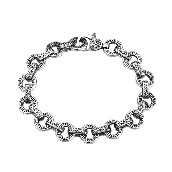 link chain bracelets solid 925 sterling silver scroll dots textured lobster clasps antique vintage punk handmade fashion luxury jewelry acce, Black
link chain bracelets solid 925 sterling silver scroll dots textured lobster clasps antique vintage punk handmade fashion luxury jewelry acce, Black
