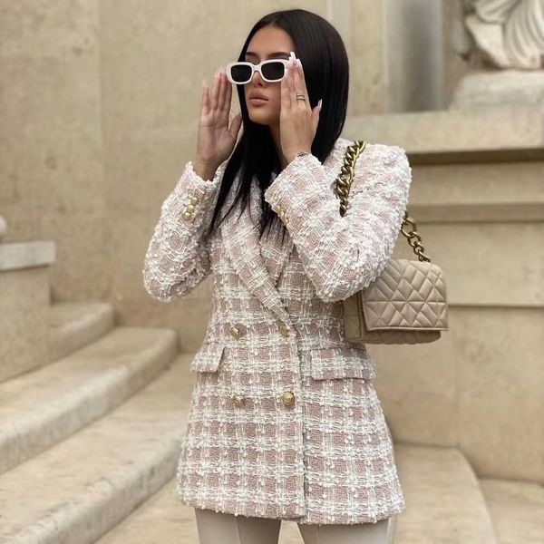 women's suits blazers ladies vintage plaid tweed double breasted spring autumn jacket women blazer coat pockets female outerwear veste, White;black
women's suits blazers ladies vintage plaid tweed double breasted spring autumn jacket women blazer coat pockets female outerwear veste, White;black