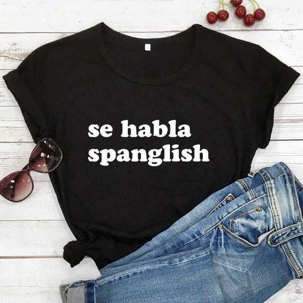 se habla spanglish t-shirt latina tee power shirt funny women trendy casual, White
se habla spanglish t-shirt latina tee power shirt funny women trendy casual, White