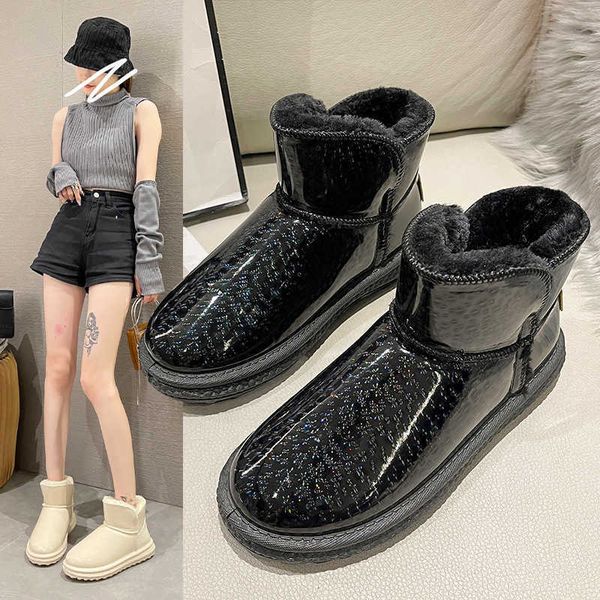 boots bright leather snow boots for women winter new korean version plush thickened oversize fur warm cotton, Black
boots bright leather snow boots for women winter new korean version plush thickened oversize fur warm cotton, Black