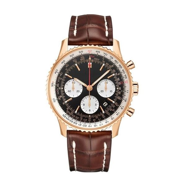 46mm mens quartz chronograph watch stainless steel leather strap black blue dial satch waterproof, Slivery;brown
46mm mens quartz chronograph watch stainless steel leather strap black blue dial satch waterproof, Slivery;brown