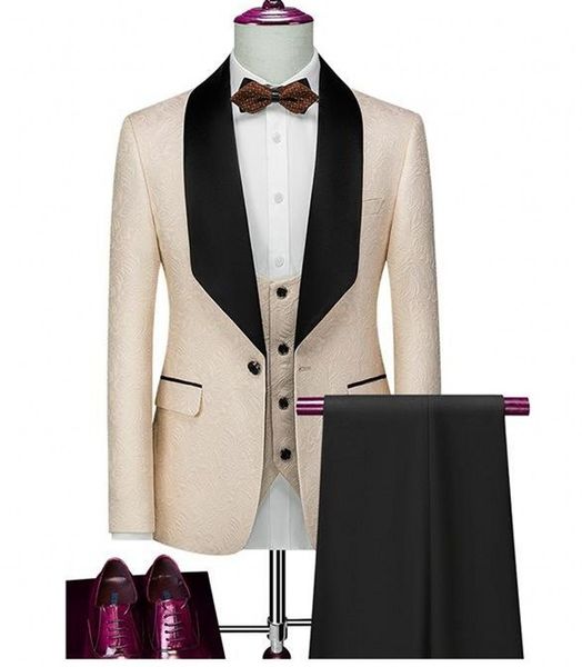 fashion beige butterfly jacquard groom tuxedos embossed three-dimensional pattern men's blazer 3 piece suits wedding dress prom clothin, Black;gray
fashion beige butterfly jacquard groom tuxedos embossed three-dimensional pattern men's blazer 3 piece suits wedding dress prom clothin, Black;gray
