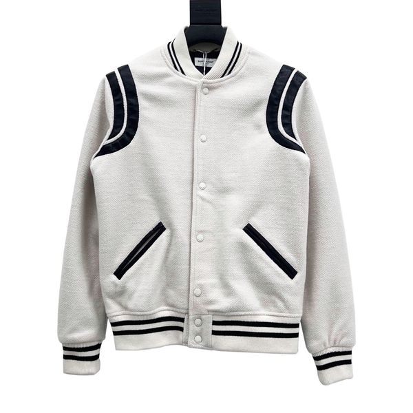men's baseball collar shirt white business casual jacket multi-piece women's cardigan jacket, White;black
men's baseball collar shirt white business casual jacket multi-piece women's cardigan jacket, White;black