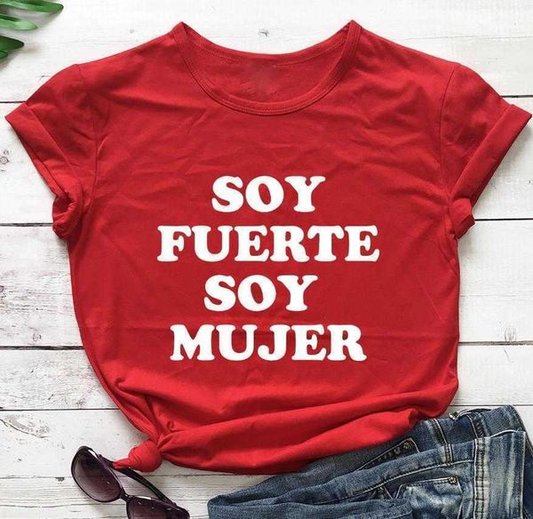 soy fuerte mujer funny womens t-shirt spanish emporwering women shirt, White