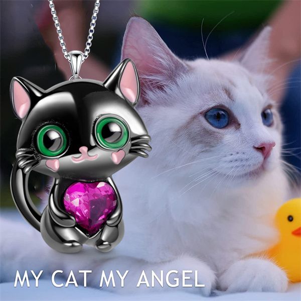 new creative cartoon necklace fashion embrace love black cat pan family necklace pendant female valentine's day gift ac424, Silver
new creative cartoon necklace fashion embrace love black cat pan family necklace pendant female valentine's day gift ac424, Silver