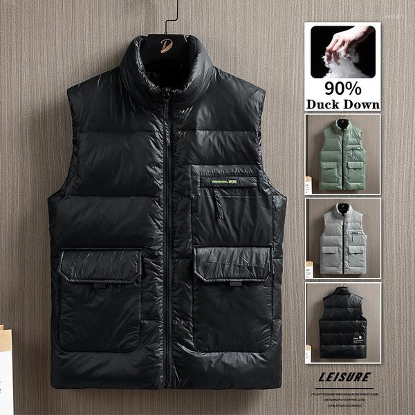 men's vests winter down men duck stand collar work male large capacity pocket sleeveless waistcoat zipper warm parkas, Black;white
men's vests winter down men duck stand collar work male large capacity pocket sleeveless waistcoat zipper warm parkas, Black;white
