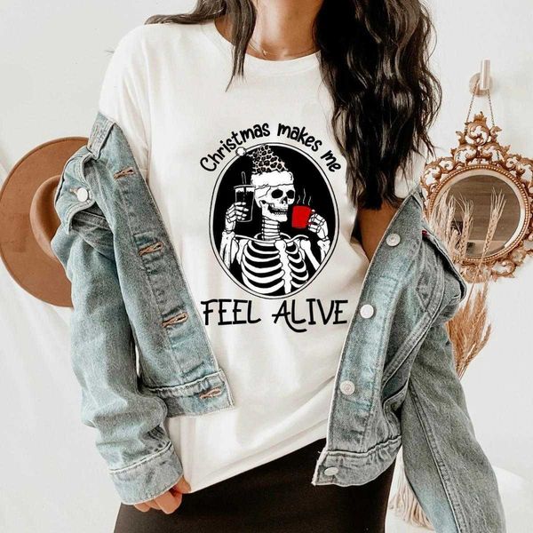 christmas makes me feel alive t-shirt skull tee coffee shirts women casual grunge, White
christmas makes me feel alive t-shirt skull tee coffee shirts women casual grunge, White