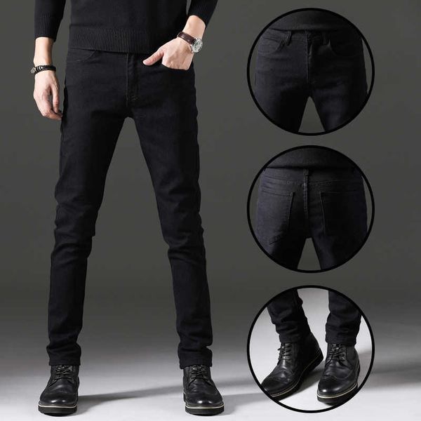 jeans men's autumn and winter korean version slim fitting cotton black youth elastic small feet straight for men, Blue
jeans men's autumn and winter korean version slim fitting cotton black youth elastic small feet straight for men, Blue