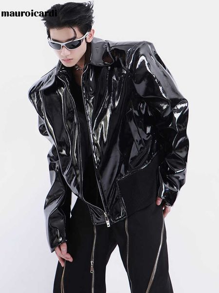 men's leather faux leather mauroicardi spring autumn loose black shiny reflective patent leather jacket men long sleeve zipper oversize
men's leather faux leather mauroicardi spring autumn loose black shiny reflective patent leather jacket men long sleeve zipper oversize