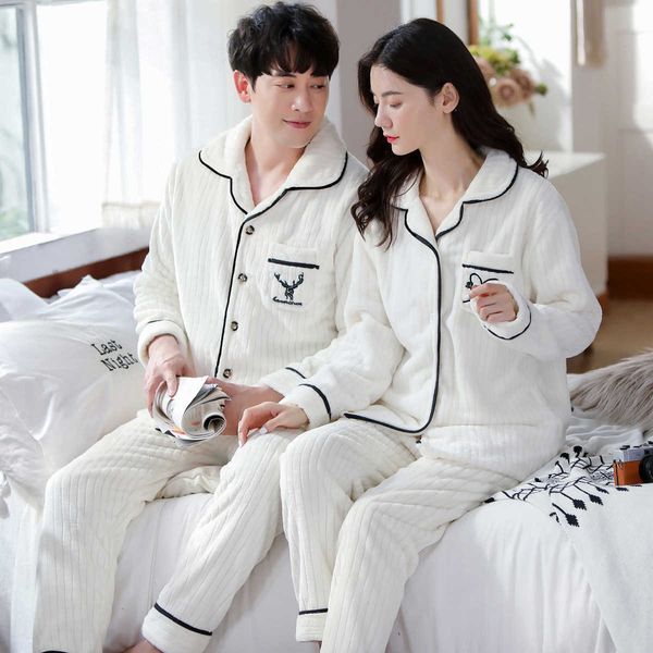 men's sleepwear new couple pajamas set autumn winter soft thicken flannel white pajamas women men pyjamas long sleeve sleepwear lovers, Black;brown
men's sleepwear new couple pajamas set autumn winter soft thicken flannel white pajamas women men pyjamas long sleeve sleepwear lovers, Black;brown