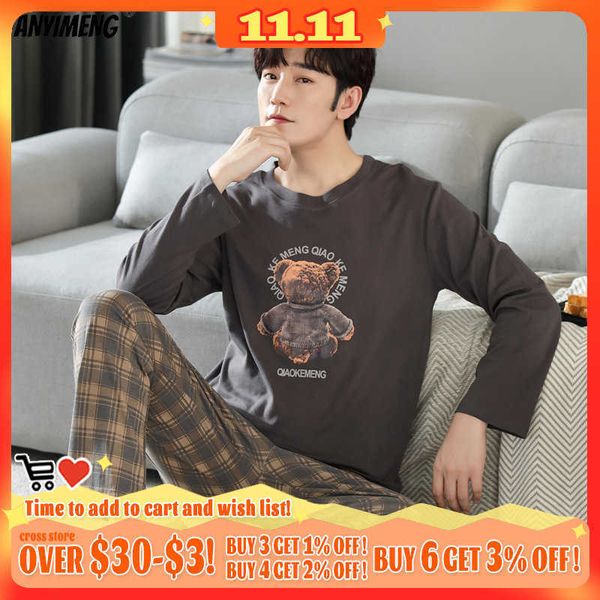 men's sleepwear new autumn winter soft cotton pijamas brown men homesuit plus size 4xl bear printing sleepwear round collar casual paja, Black;brown
men's sleepwear new autumn winter soft cotton pijamas brown men homesuit plus size 4xl bear printing sleepwear round collar casual paja, Black;brown