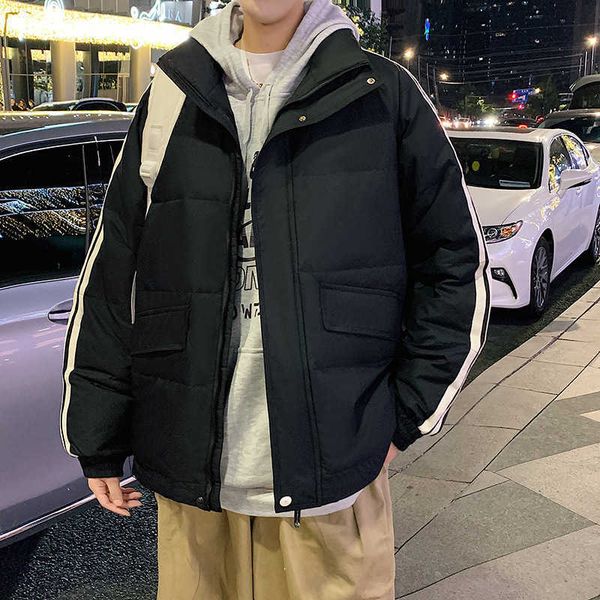 men's down jacket autumn and winter couple light thin fashion brand classic stripe bread coat, Black
men's down jacket autumn and winter couple light thin fashion brand classic stripe bread coat, Black