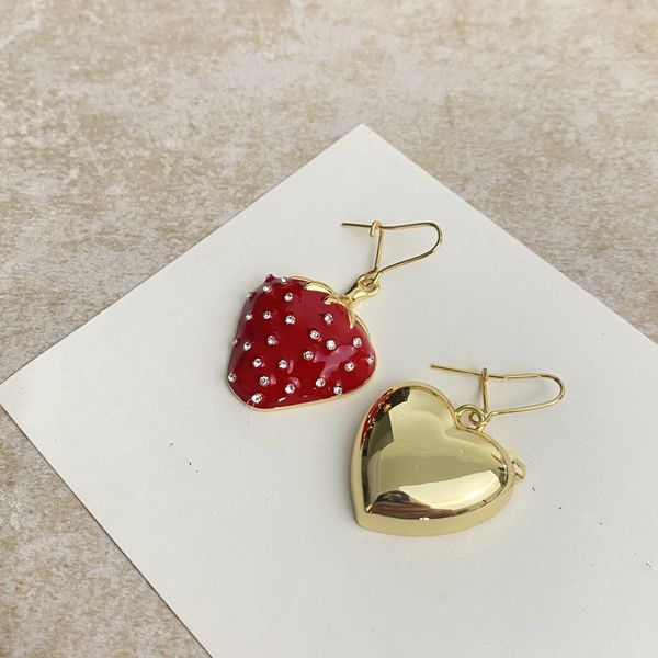 vintage designer dangle earrings red straberries 18k gold plated heart charm drop earrings for women jewelry with box party gift valentine d, Silver
vintage designer dangle earrings red straberries 18k gold plated heart charm drop earrings for women jewelry with box party gift valentine d, Silver
