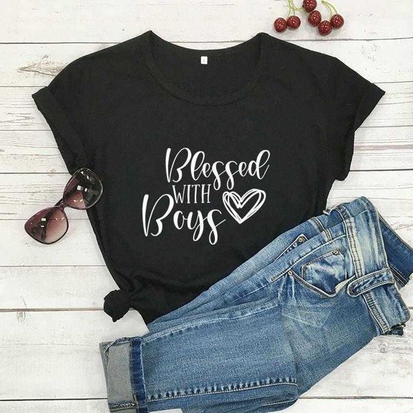 blessed with boys printed t shirt womens t-shirt arrival summer funny casual mom, White
blessed with boys printed t shirt womens t-shirt arrival summer funny casual mom, White