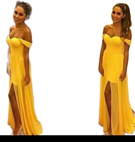 yellow chiffon long prom dresses off the shoulder backless formal holidays wear graduation evening party pageant gowns with split, Black
yellow chiffon long prom dresses off the shoulder backless formal holidays wear graduation evening party pageant gowns with split, Black