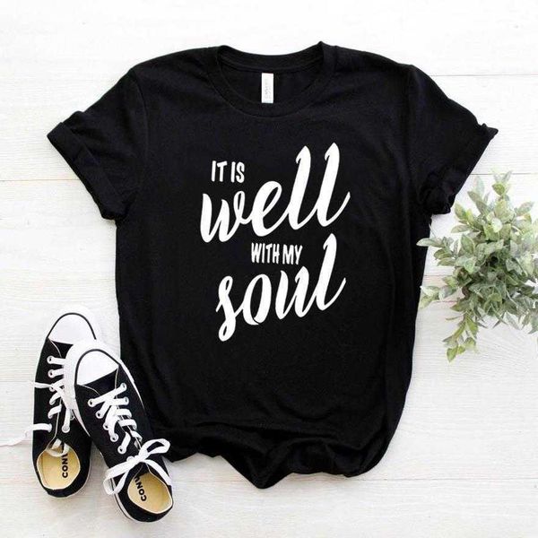 it is well with tee my soul print women casual funny t shirt for lady girl hipster, White
it is well with tee my soul print women casual funny t shirt for lady girl hipster, White
