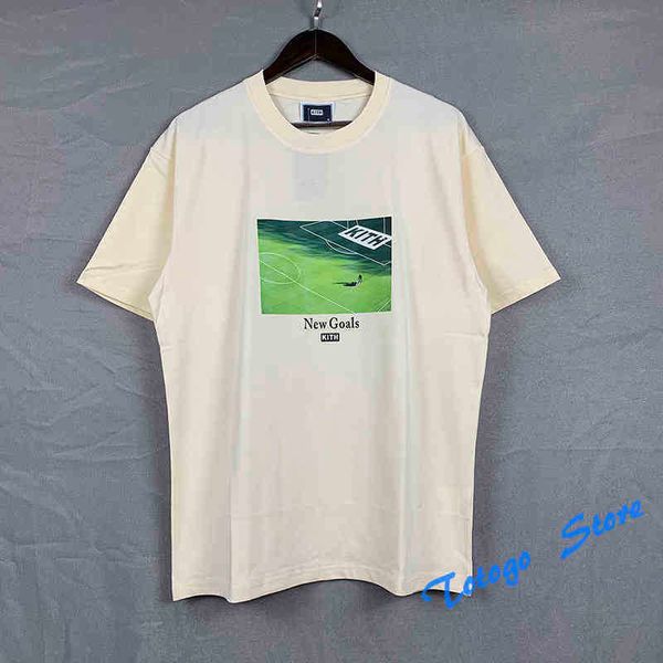kiths men's women's green football field printed t-shirts large street cloth with inner labels spring and summer new in 2022, White;black
kiths men's women's green football field printed t-shirts large street cloth with inner labels spring and summer new in 2022, White;black