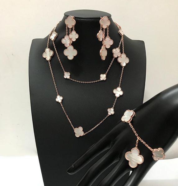 2018 brand wedding jewelry set for women gold color necklace white mother shell pearl clover leaf necklace earrings bracelet set4806040, Black
2018 brand wedding jewelry set for women gold color necklace white mother shell pearl clover leaf necklace earrings bracelet set4806040, Black